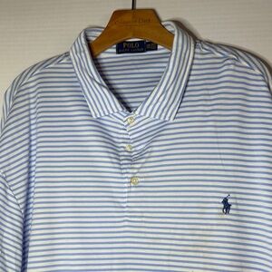Polo by Ralph Lauren Men's White and Blue Polo Shirt